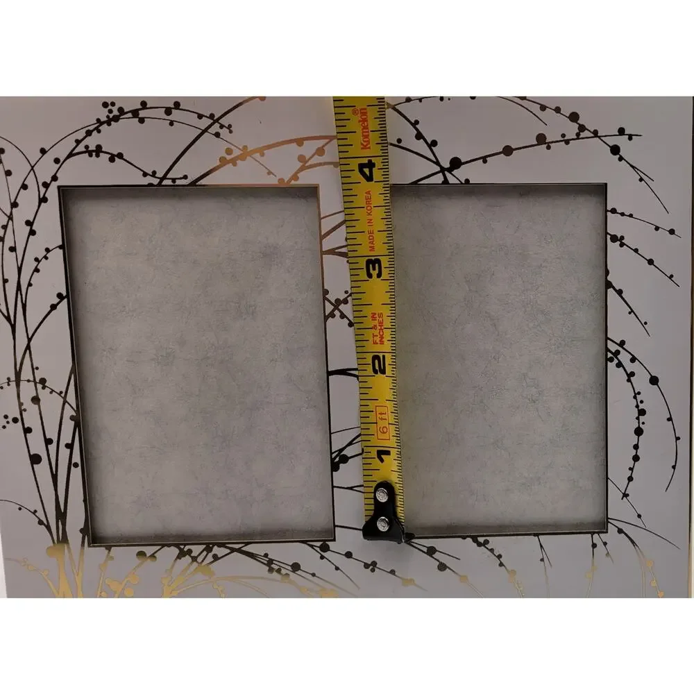 MCM white and gold double picture frame